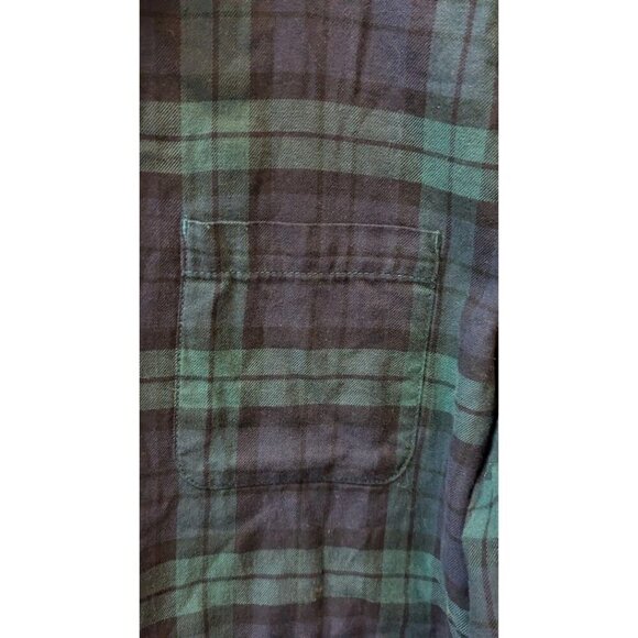L.L. Bean Flannel Shacket Men's Large Plaid Black Watch Button Sweater - Picture 7 of 8